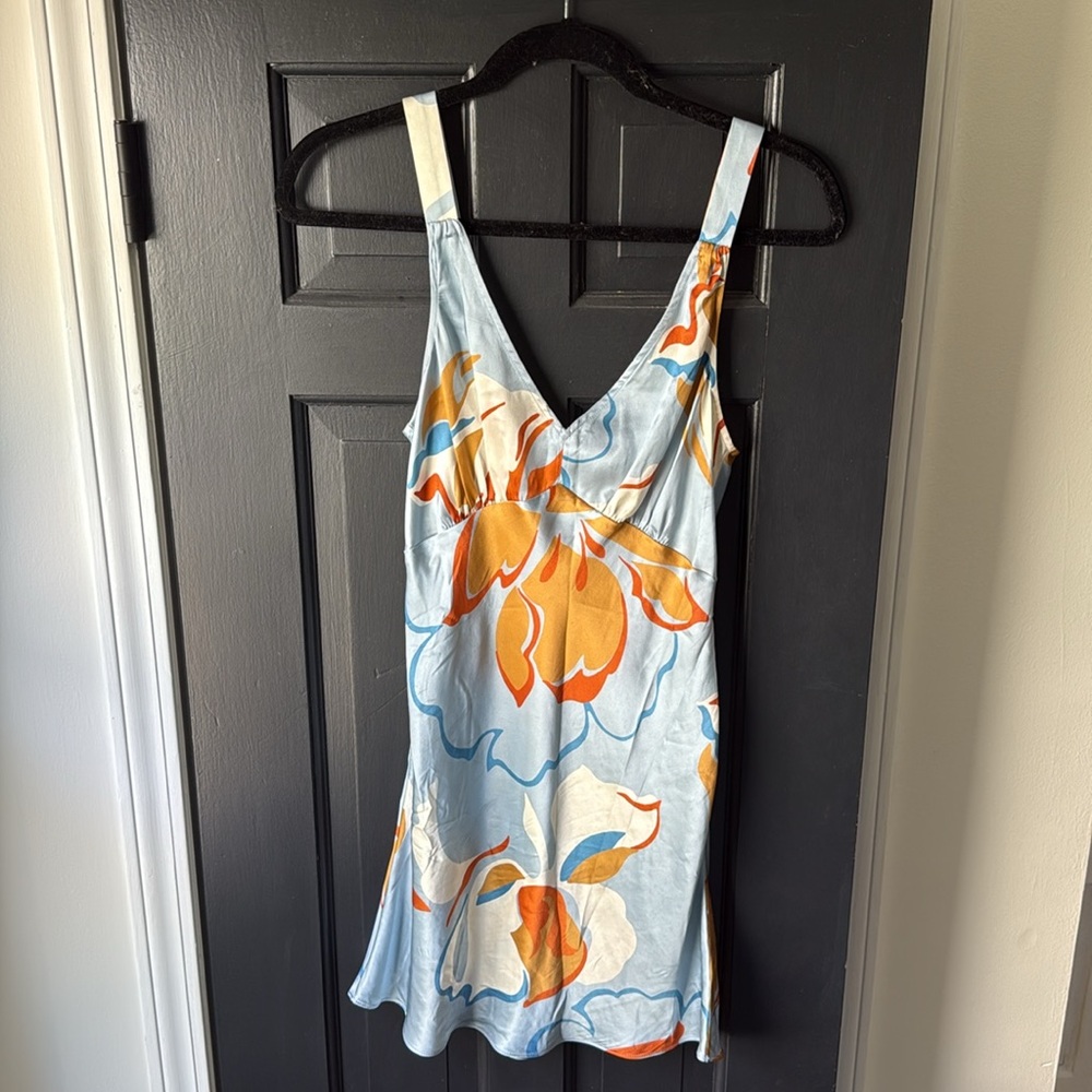Reformation Blue Orange Sundress Sleeveless V-Neck Mini